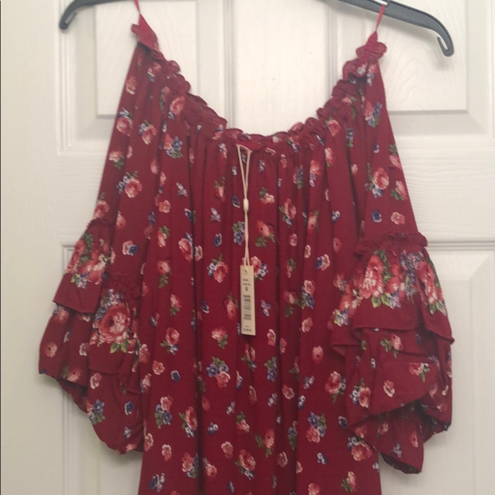 Off the shoulder red print dress